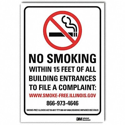 No Smoking Sign 14inx10in RflctvSheeting MPN:U1-1050-RD_10X14