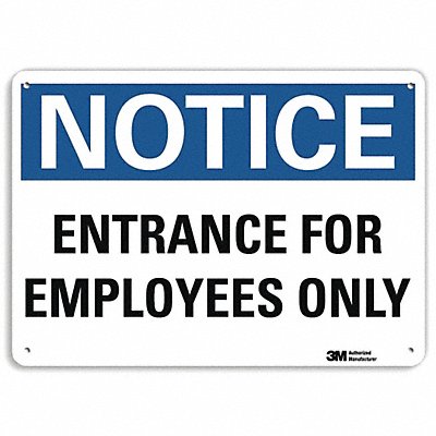 Sign Entrance for Employees Only 7 x10 MPN:U1-1057-RA_10X7