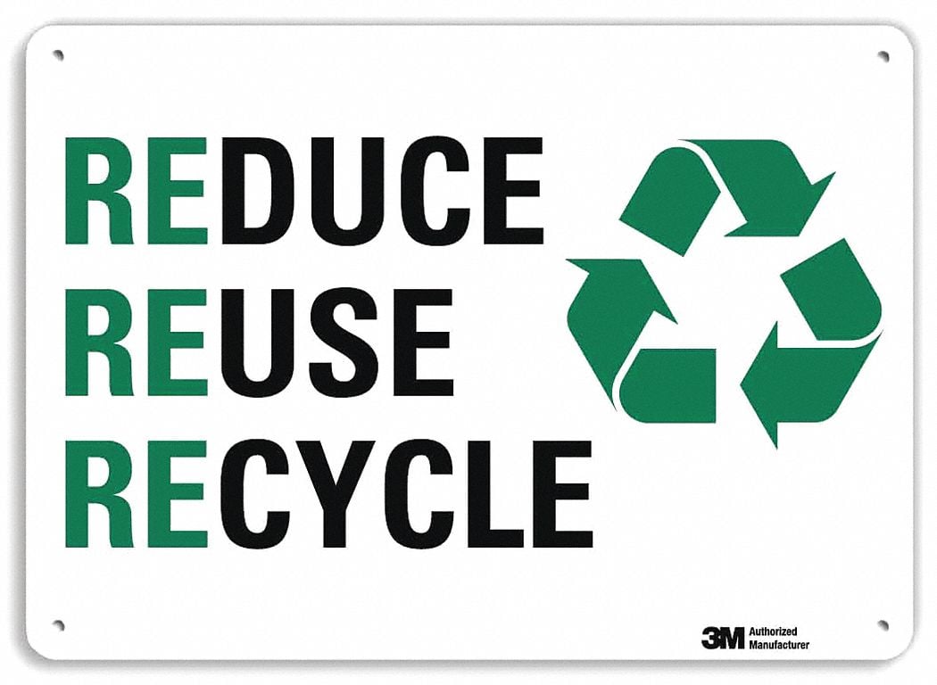 Recycling Sign 10 in x 14 in Aluminum MPN:U1-1075-NA_14x10