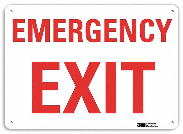 Emergency Sign 10 in x 14 in Aluminum MPN:U7-1074-NA_14x10