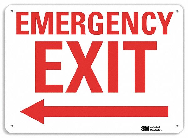 Emergency Sign 10 in x 14 in Aluminum MPN:U7-1076-NA_14x10