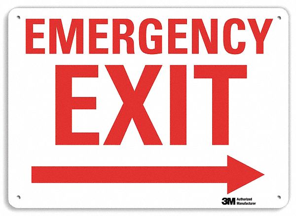 Emergency Sign 10 in x 14 in Aluminum MPN:U7-1077-NA_14x10