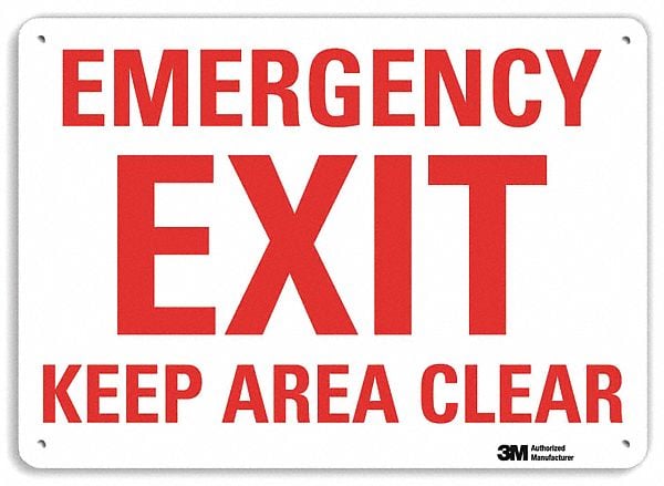 Emergency Sign 7 in x 10 in Aluminum MPN:U7-1080-NA_10x7