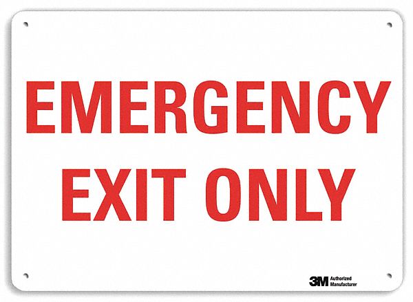 Emergency Sign 7 in x 10 in Aluminum MPN:U7-1081-NA_10x7