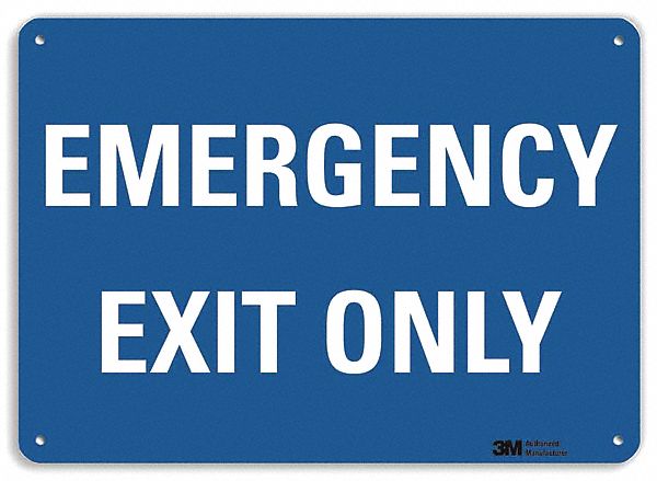 Emergency Sign 7 in x 10 in Aluminum MPN:U7-1082-NA_10x7