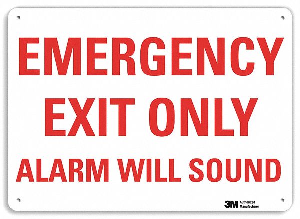 Emergency Sign 7 in x 10 in Aluminum MPN:U7-1085-NA_10x7