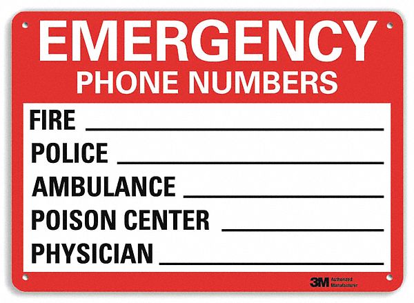 Emergency Sign 7 in x 10 in Aluminum MPN:U7-1114-NA_10x7