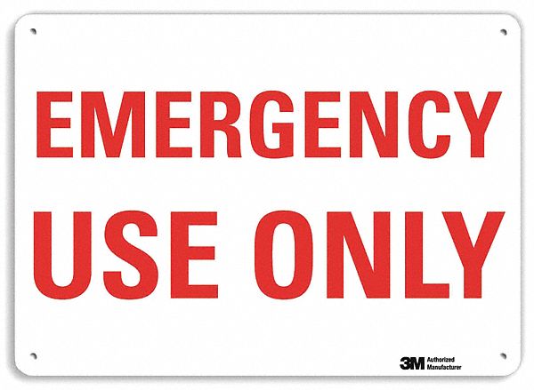 Emergency Sign 7 in x 10 in Aluminum MPN:U7-1156-NA_10x7