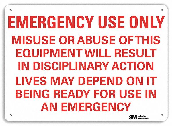 Emergency Sign 7 in x 10 in Aluminum MPN:U7-1157-NA_10x7