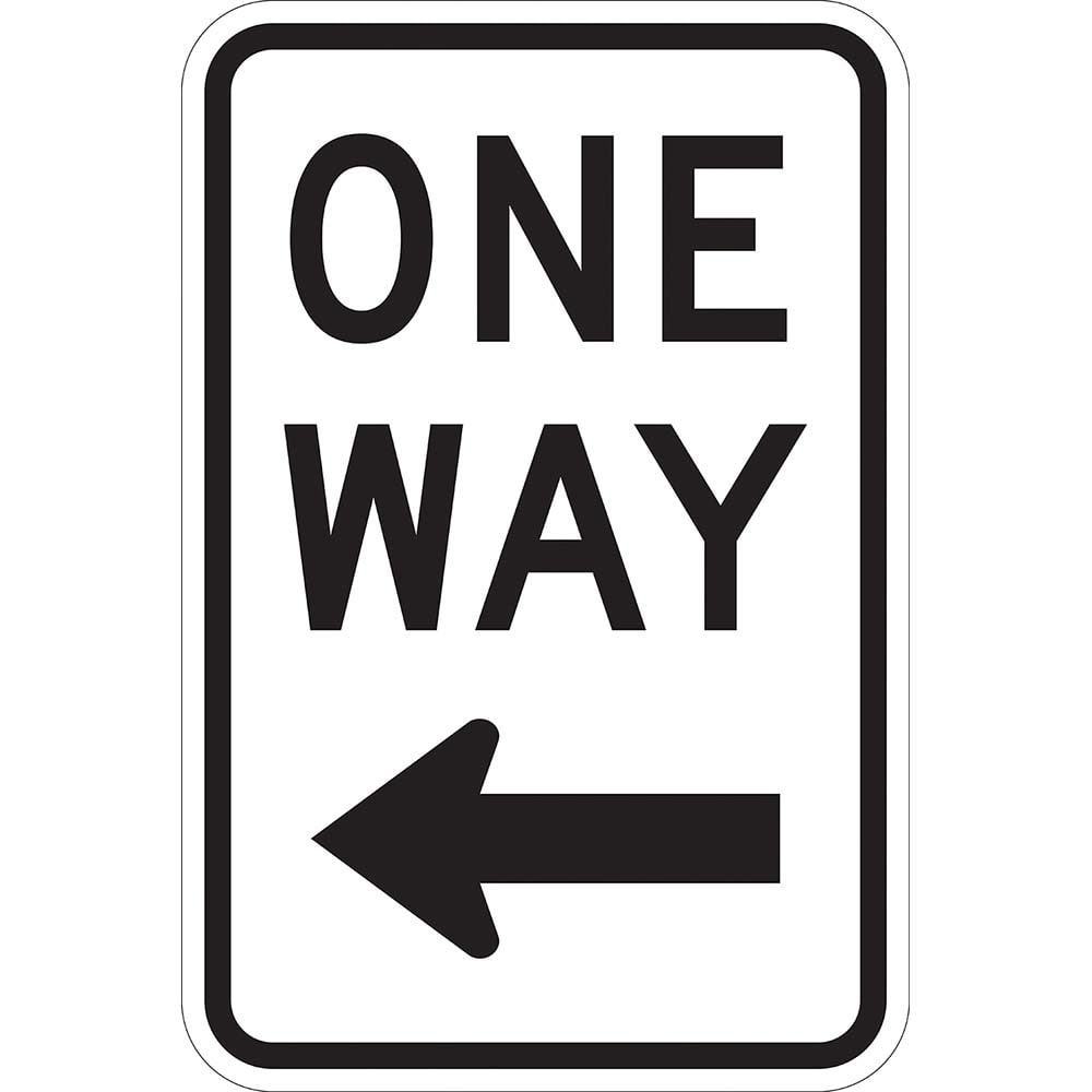 Traffic & Parking Signs, MessageType: Traffic Control Signs , Message or Graphic: Message & Graphic , Legend: One Way , Graphic Type: Left Arrow  MPN:T1-1015-EG12X18