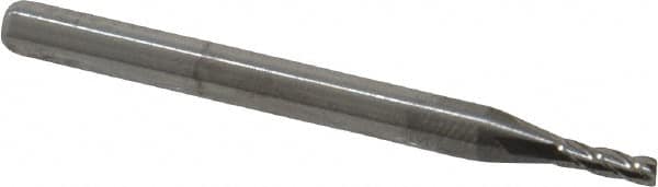 Square End Mill: 0.065'' Dia, 0.195'' LOC, 1/8'' Shank Dia, 1-1/2'' OAL, 4 Flutes, Solid Carbide MPN:11106500