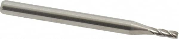 Square End Mill: 0.07'' Dia, 0.21'' LOC, 1/8'' Shank Dia, 1-1/2'' OAL, 4 Flutes, Solid Carbide MPN:11107000