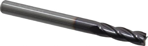 Square End Mill: 3/16'' Dia, 5/8'' LOC, 3/16'' Shank Dia, 2'' OAL, 4 Flutes, Solid Carbide MPN:11118750A