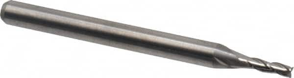 Square End Mill: 1/16'' Dia, 3/16'' LOC, 1/8'' Shank Dia, 1-1/2'' OAL, 3 Flutes, Solid Carbide MPN:11606250