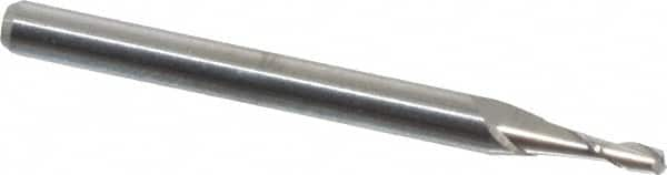 Square End Mill: 0.065'' Dia, 0.195'' LOC, 1/8'' Shank Dia, 1-1/2'' OAL, 2 Flutes, Solid Carbide MPN:12106500