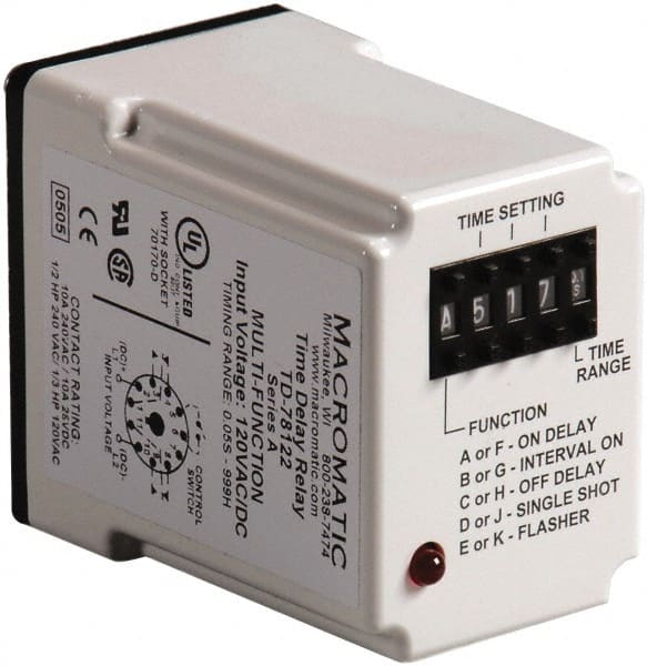 11 Pin, 999 hr Delay, Multiple Range DPDT Time Delay Relay MPN:TD-78121