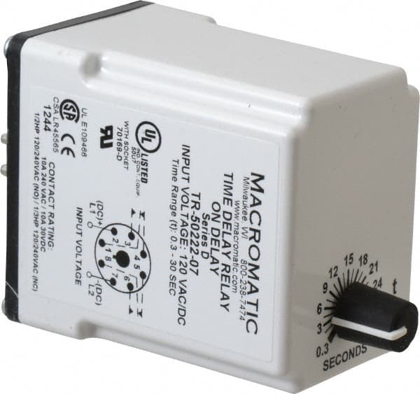 8 Pin, Multiple Range DPDT Time Delay Relay MPN:TR-50222-07