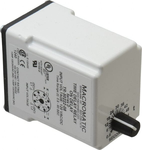 8 Pin, Multiple Range DPDT Time Delay Relay MPN:TR-50222-08