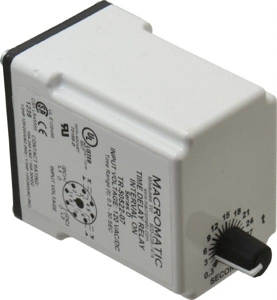 8 Pin, Multiple Range DPDT Time Delay Relay MPN:TR-50522-07