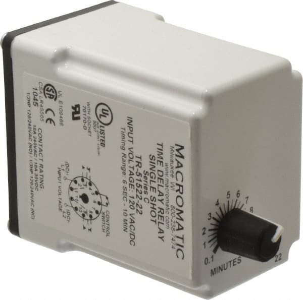 11 Pin, 10 min Delay, Multiple Range DPDT Time Delay Relay MPN:TR-51522-22