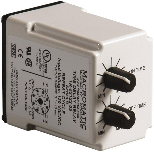 8 Pin, 10 min Delay, Multiple Range DPDT Time Delay Relay MPN:TR-53122-22