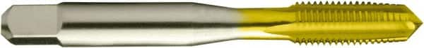 Straight Flute Tap:  1-8,  UNC,  4 Flute,  Taper,  3 & 3B,  High-Speed Steel,  Titanium Nitride Finish MPN:308065