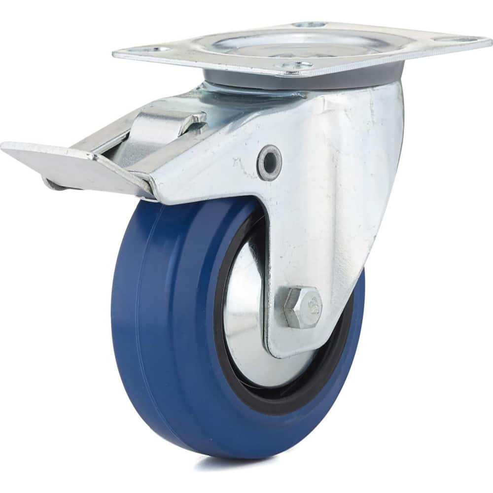 Swivel Top Plate Caster: Elastic Rubber, 3-15/16