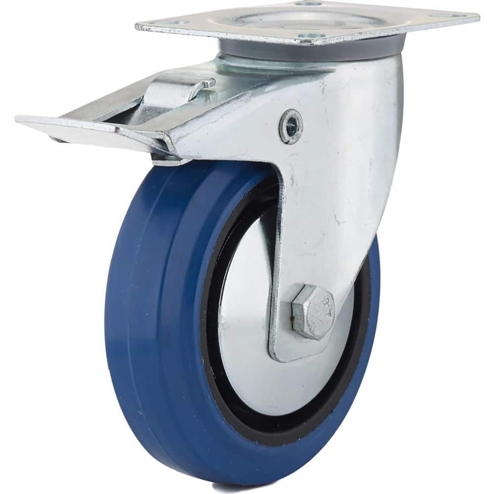 Swivel Top Plate Caster: Elastic Rubber, 4-15/16