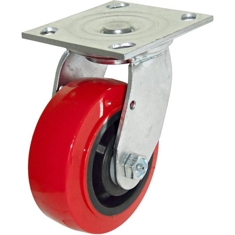 Swivel Top Plate Caster: Polyurethane, 4-15/16