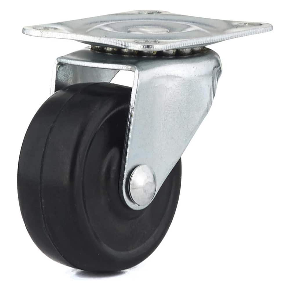 Swivel Top Plate Caster: Rubber, 1-9/16