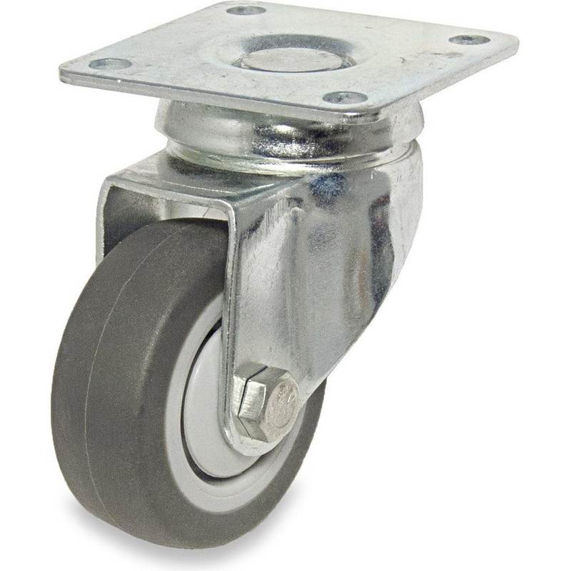 Swivel Top Plate Caster: Thermoplastic Rubber, 2