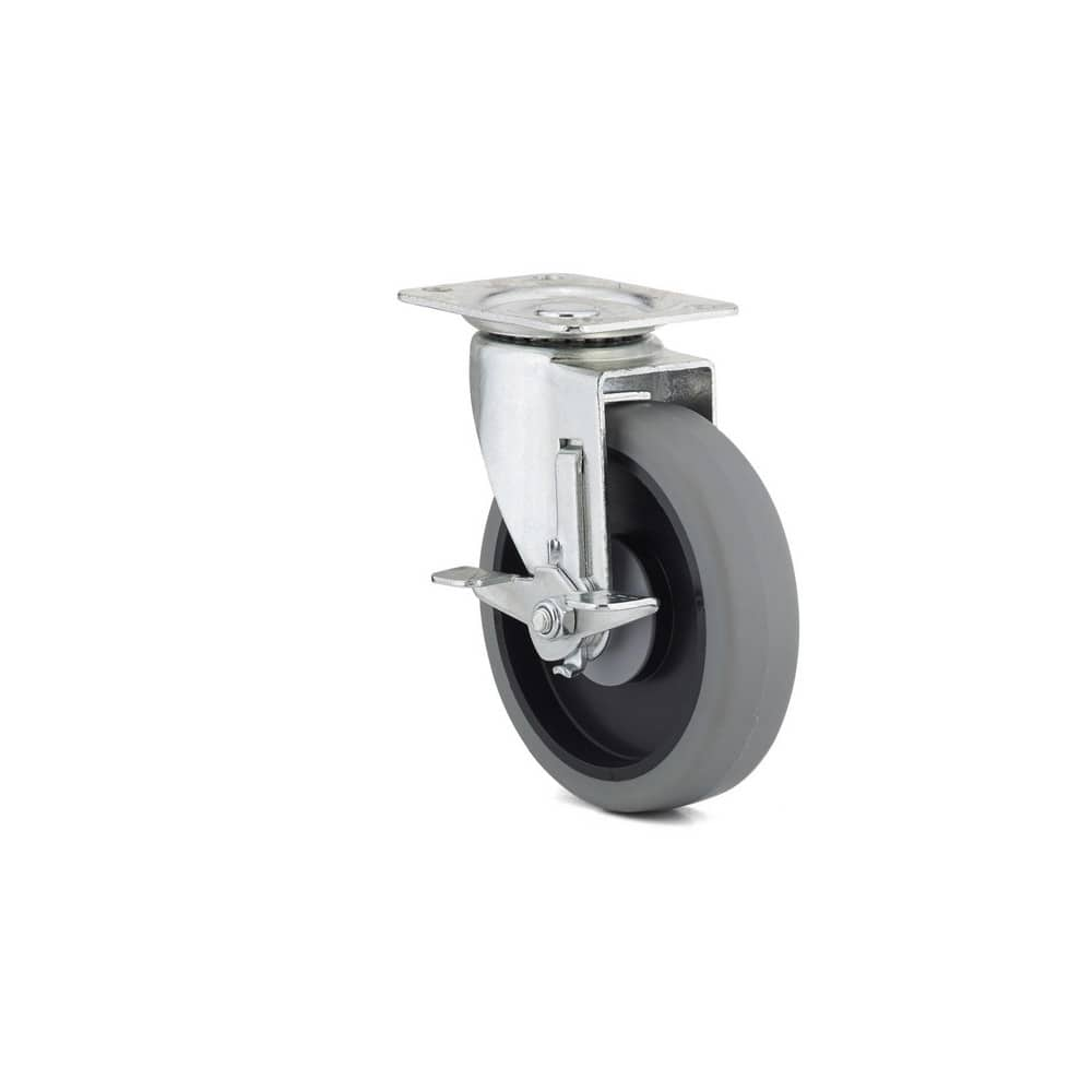 Swivel Top Plate Caster: Thermoplastic Rubber, 5