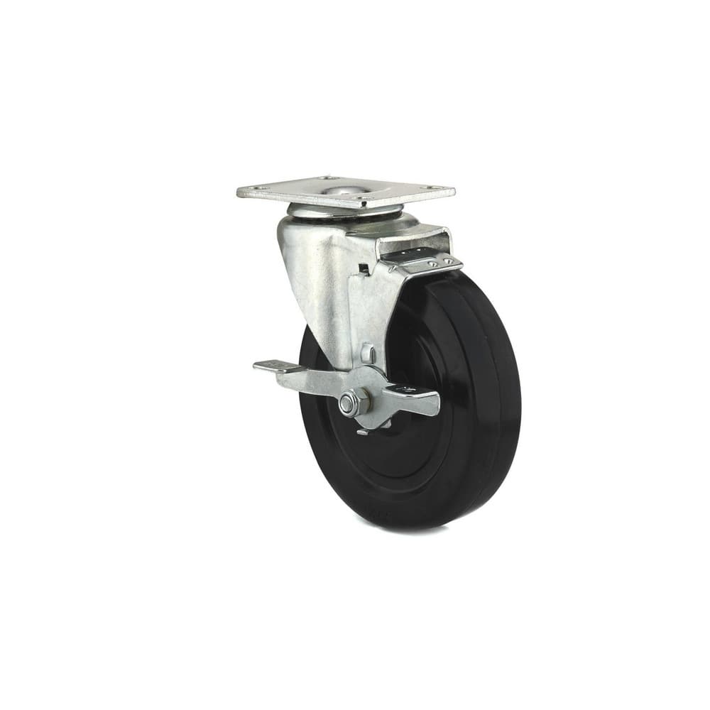 Swivel Top Plate Caster: Rubber, 4-15/16