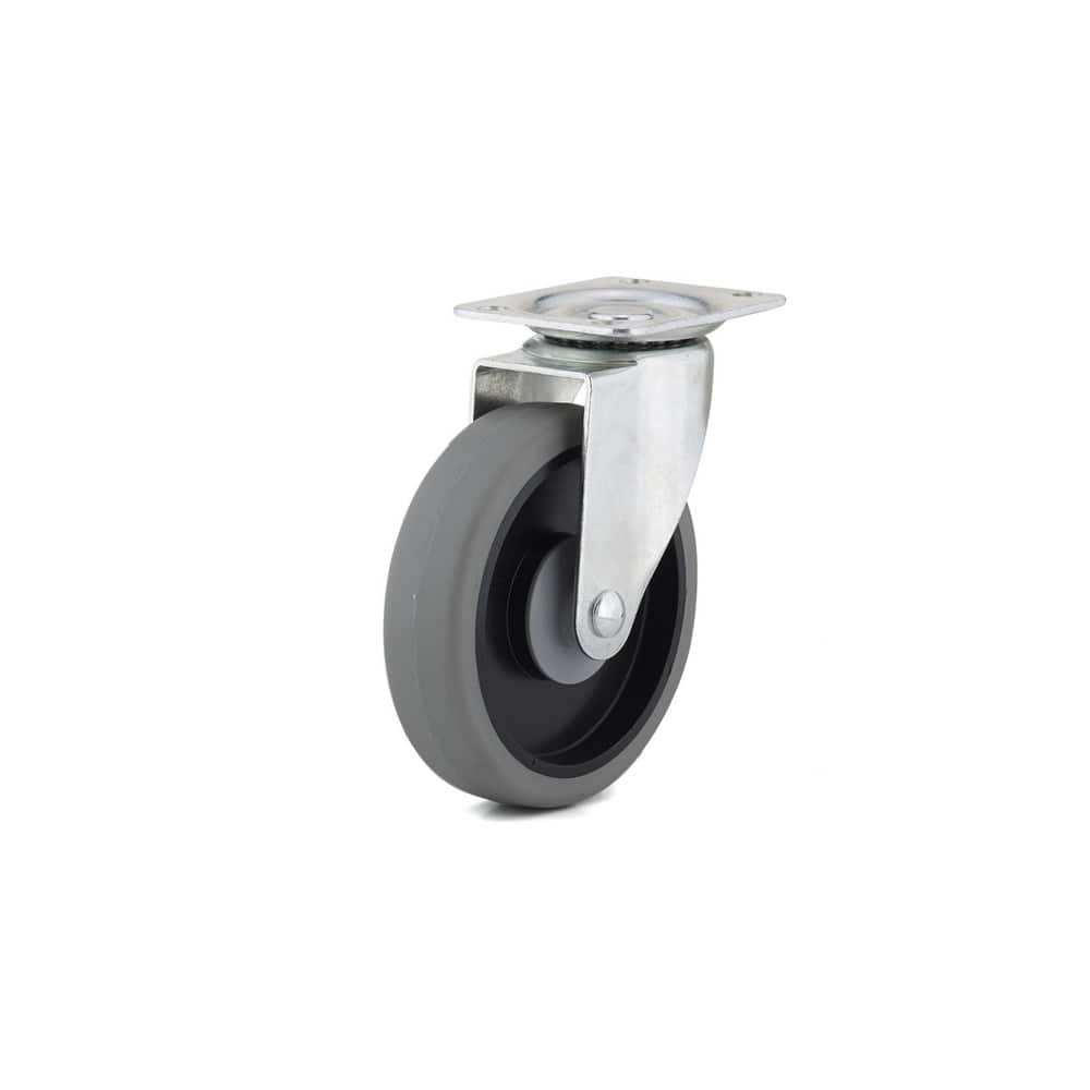 Swivel Top Plate Caster: Thermoplastic Rubber, 5