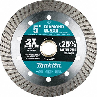 Diamond Blade 5 dia 12200 RPM Max Speed MPN:E-02624