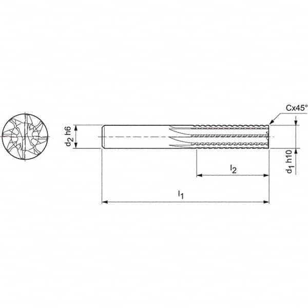 Spiral Router Bit: 16 mm Dia, 36 mm LOC, 16 mm Shank Dia, Spiral MPN:30402676