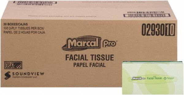 Facial Tissue, Container Type: Flat Box , Recycled Fiber: Yes , Number of Tissues: 100 , Tissue Color: White , Boxes per Case: 30  MPN:MRC2930