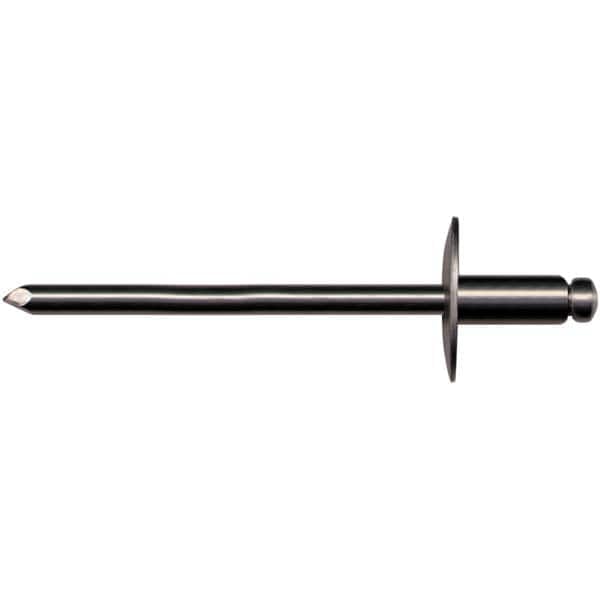 Open End Blind Rivet: Size 64, Large Flange Dome Head, Aluminum Body, Aluminum Mandrel MPN:M44248