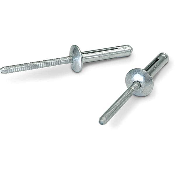 Open End Blind Rivet: Size 68, Protruding Head, Aluminum Body, Aluminum Mandrel MPN:VRMT-SA6-8S