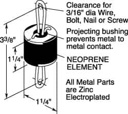 60 Lb Capacity, Vibration Control Hanger MPN:WHR-GREEN