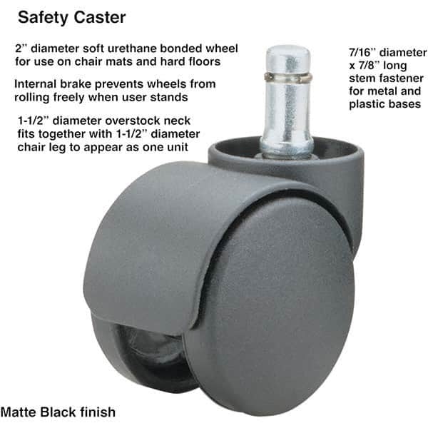 Cushions, Casters & Chair Accessories, Mount Type: Stem , Caster Diameter: 2in , Number Of Pieces: 1 , Stem Diameter: 0.438in , Stem Length: 0.389in  MPN:MAS64335