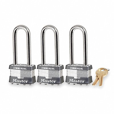 Keyed Padlock Rectangle Silver PK3 MPN:1TRILJCOM