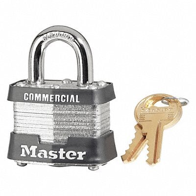 Keyed Padlock 5/8 in Rectangle Silver MPN:3KA-0464