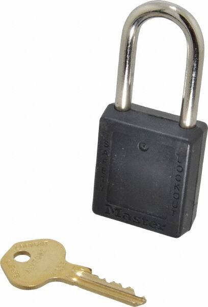 Lockout Padlock: Keyed Alike, Thermoplastic, Steel Shackle, Black MPN:410KABLK-4XX708