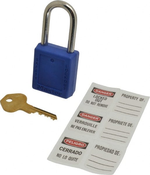 Lockout Padlock: Keyed Alike, Thermoplastic, Steel Shackle, Blue MPN:410KABLU-4XX693