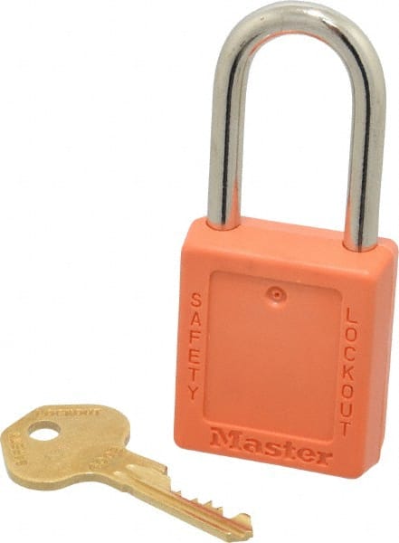 Lockout Padlock: Keyed Alike, Thermoplastic, Steel Shackle, Orange MPN:410KAORJ-600F41