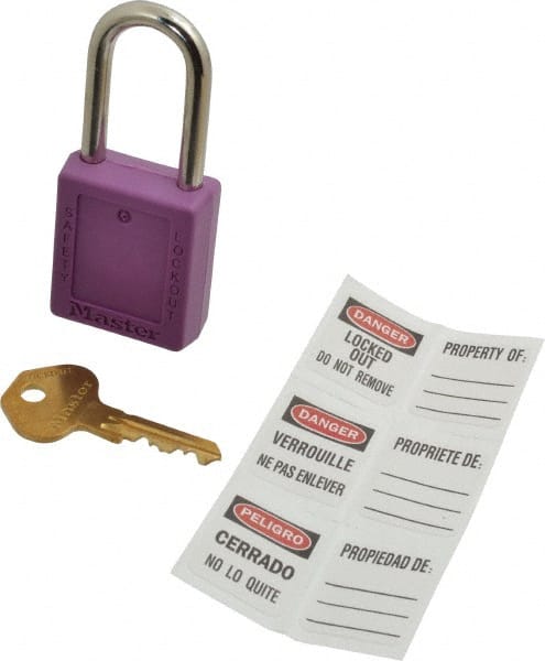 Lockout Padlock: Keyed Alike, Thermoplastic, Steel Shackle, Purple MPN:410KAPRP-4XX719