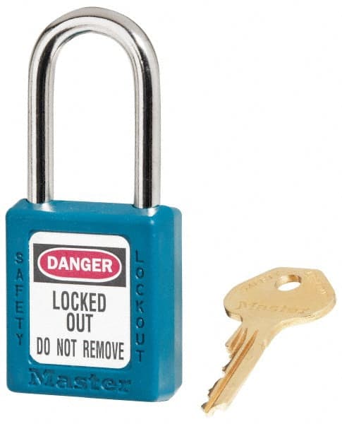 Lockout Padlock: Keyed Alike, Key Retaining, Thermoplastic, Plated Metal Shackle, Teal MPN:410KAS12TEAL