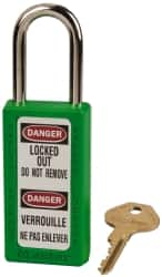 Lockout Padlock: Keyed Different, Key Retaining, Thermoplastic, Steel Shackle, Green MPN:411GRN