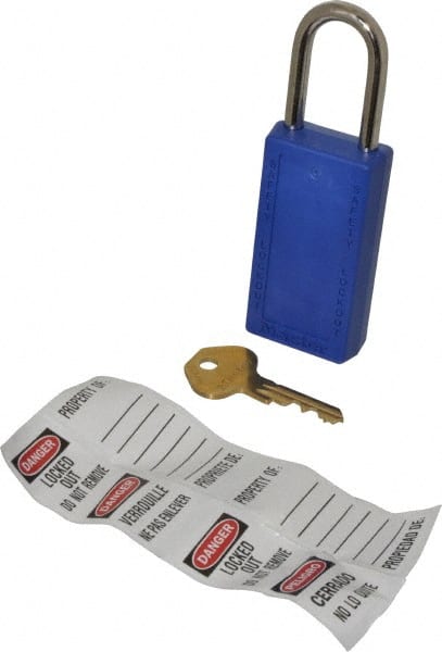 Lockout Padlock: Keyed Alike, Thermoplastic, Steel Shackle, Blue MPN:411KABLU-4XX625